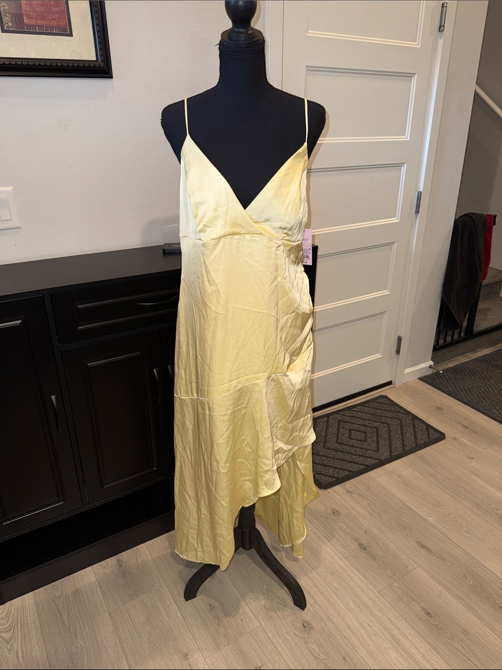 wild fable Pale Yellow Asymmetrical Satin Slip Dress